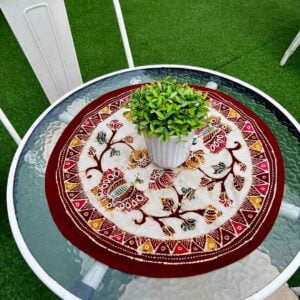 Taplak Bundar Batik Tulis Kupu-kupu Maroon