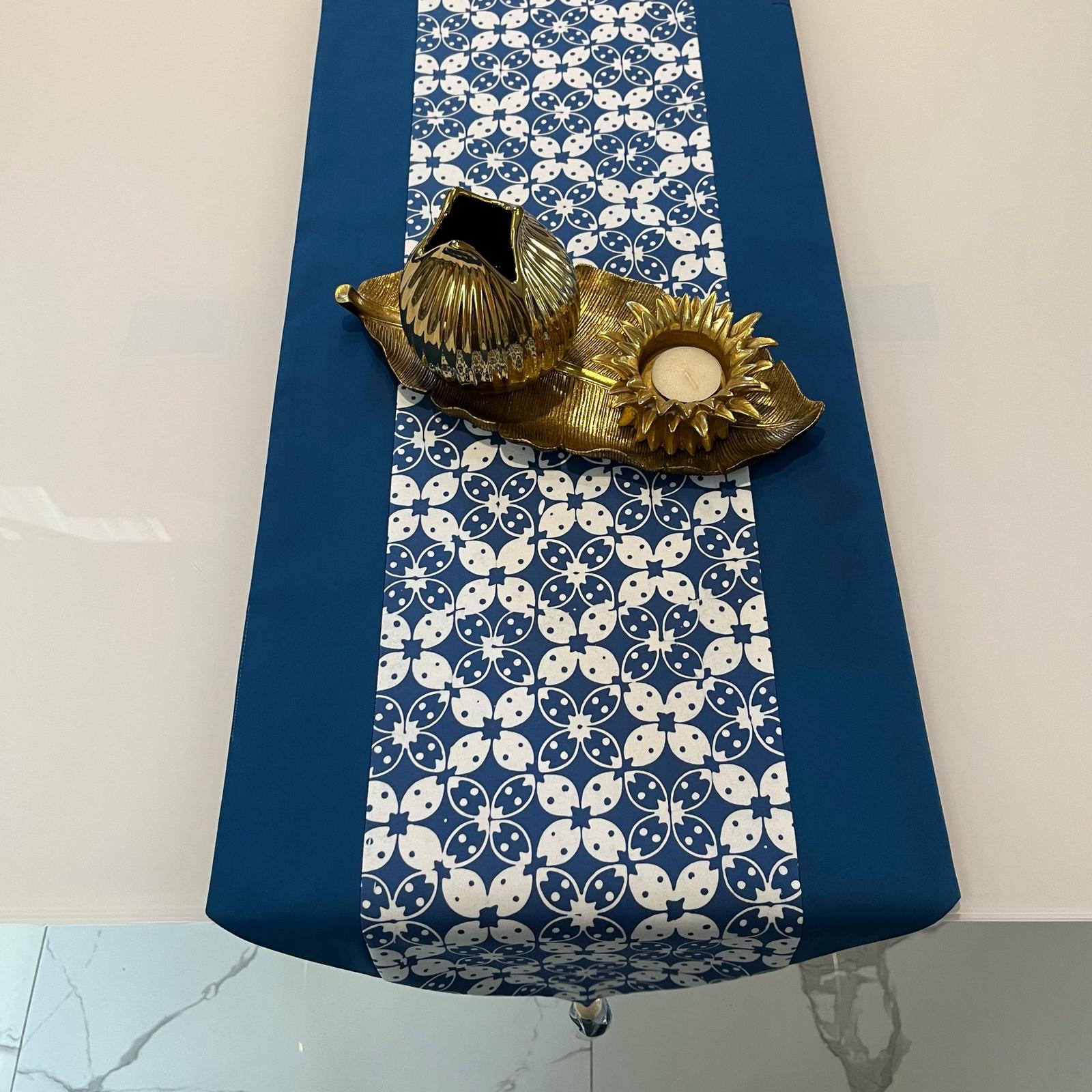 Table Runner Batik Kawung Denim