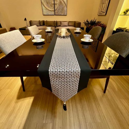 Table Runner Batik Cap Motif Kawung Premium