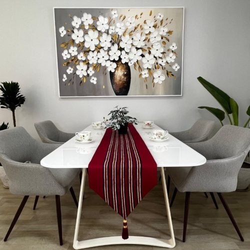 Table Runner Motif Gelar Stripe Merah